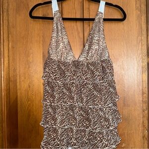 Y2K Victoria's Secret Leopard Print Ruffle Teddy Babydoll